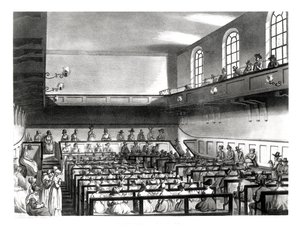 アッカーマンのレポジトリ美術館のクエーカーズミーティング。 1809（アクアチント）（50539も参照） 作： Pugin and Rowlandson